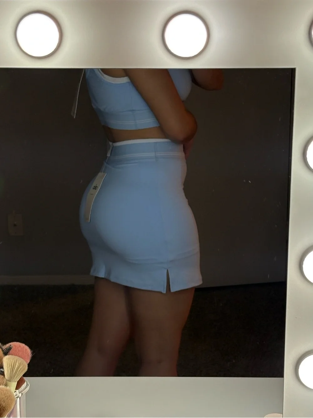 ALO Yoga Light Blue Stretch Mini Skirt